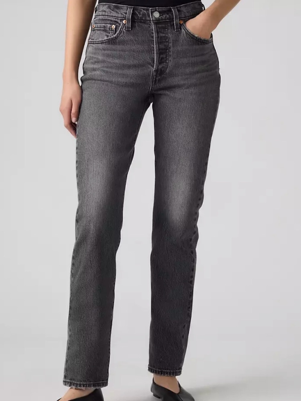 Levi's 501 Straight Leg Jeans in Washed Black